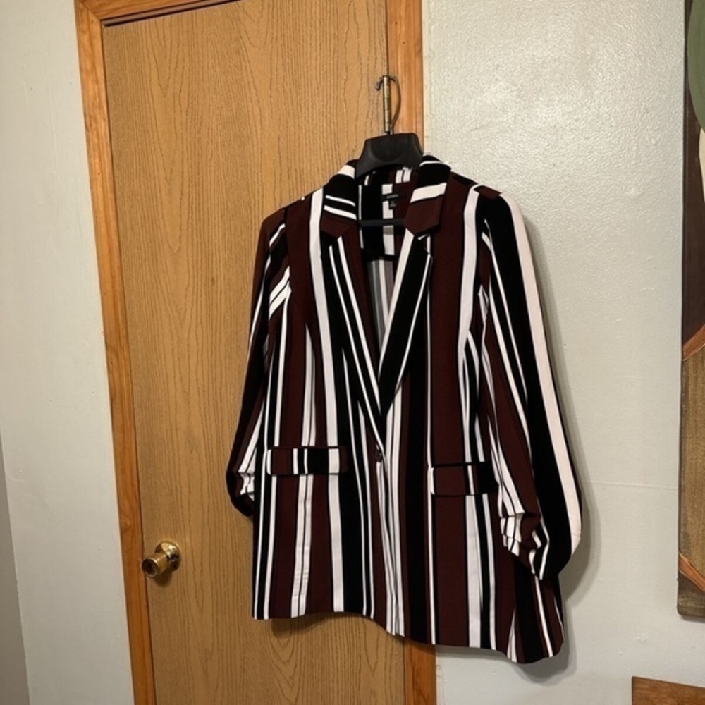 Alfani Size 2X Multi-Color w/Stripes One-Button Long Sleeve Blazer - EUC